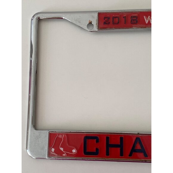Boston Red Sox 2018 World Series Bold Logo Design Laser license plate Chrome - Picture 2 of 9